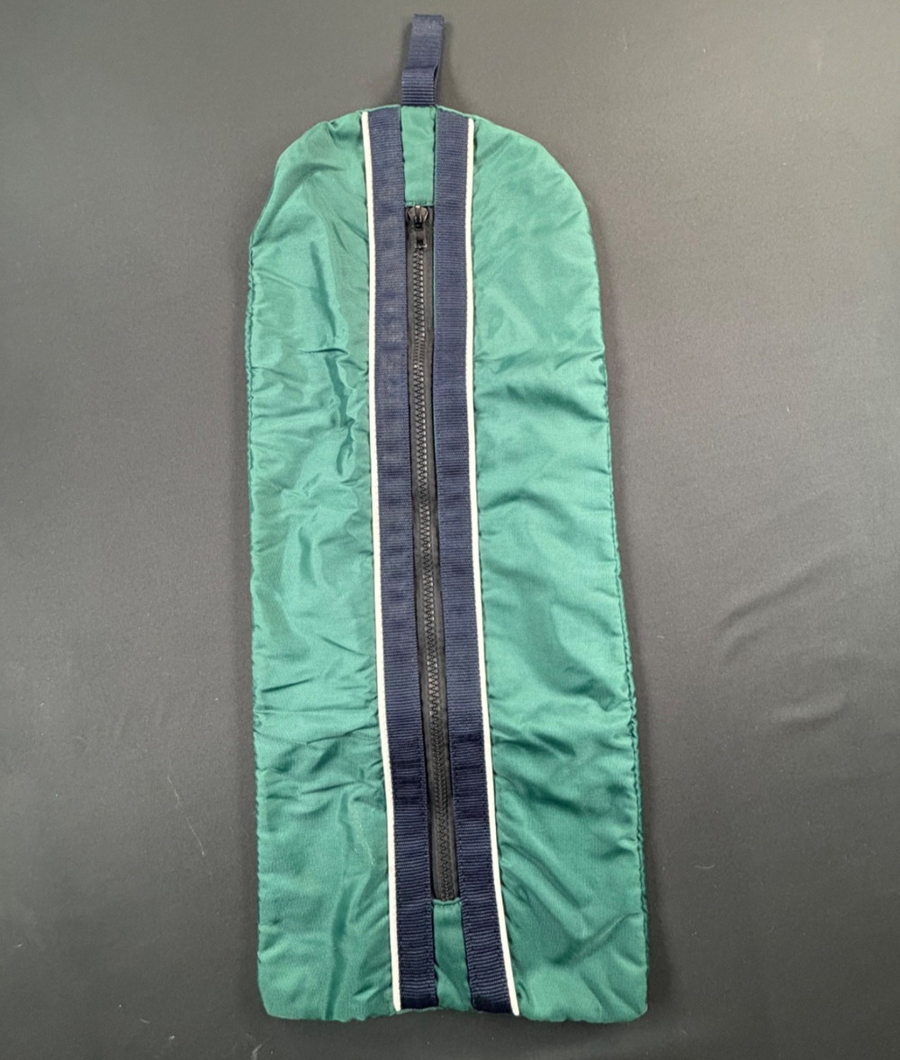 Dover Saddlery Bridle Bag in Hunter Green with Navy Trim & White Piping